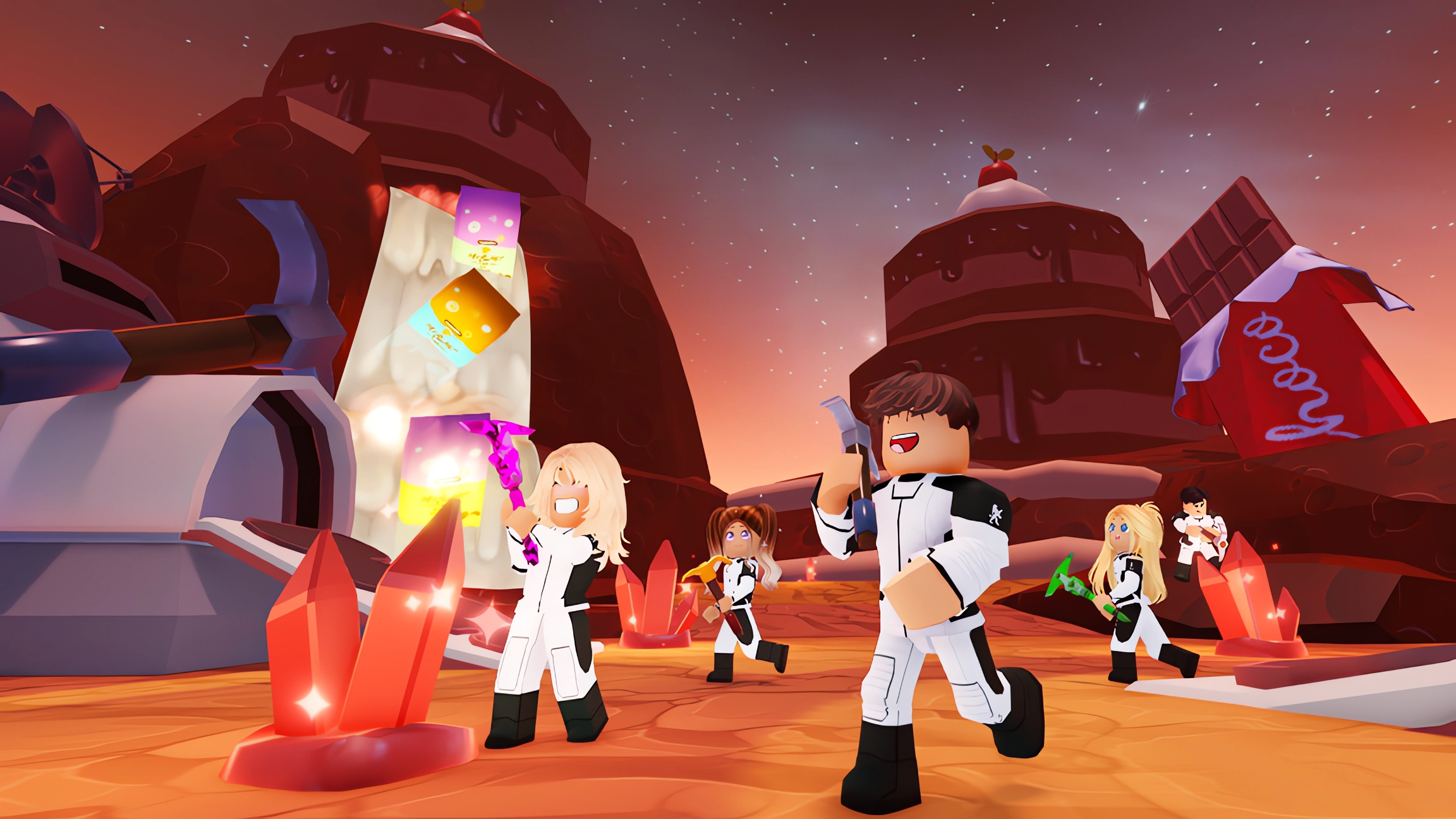 Screenshot from the CrunchLabs Roblox Experience - Explorers on a Chocolate Planet